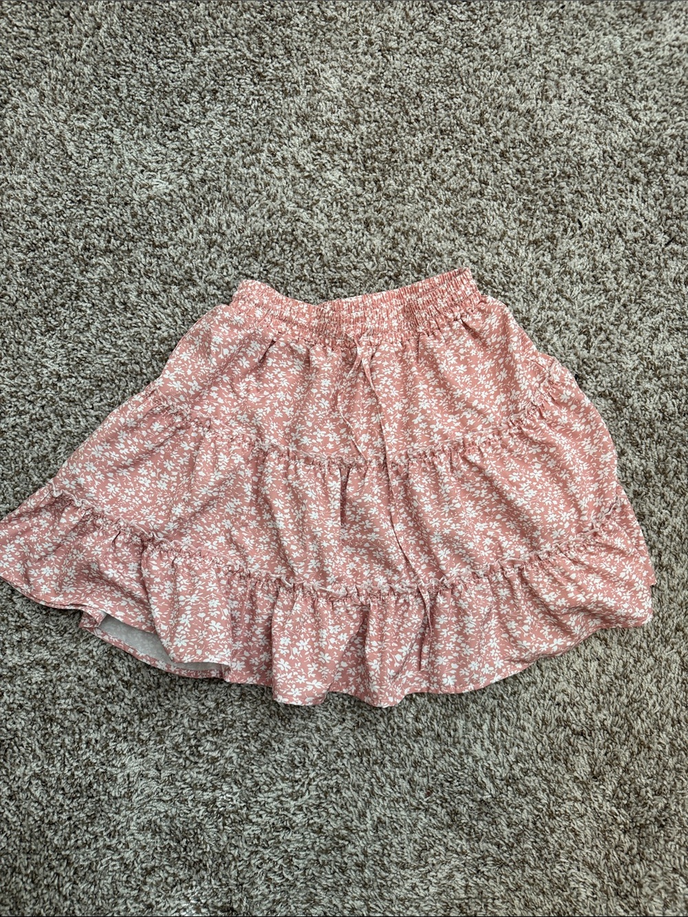 Women's Pink Floral Ruffled Skater Skirt